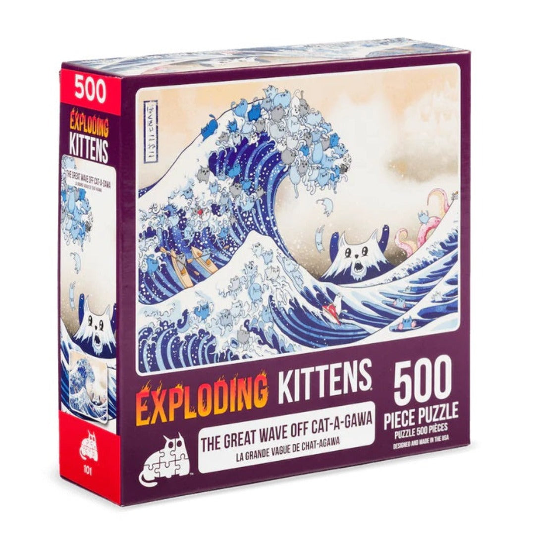 Exploding Kittens -- The Great Wave Off Cat-A-Gawa (500-piece Puzzle)